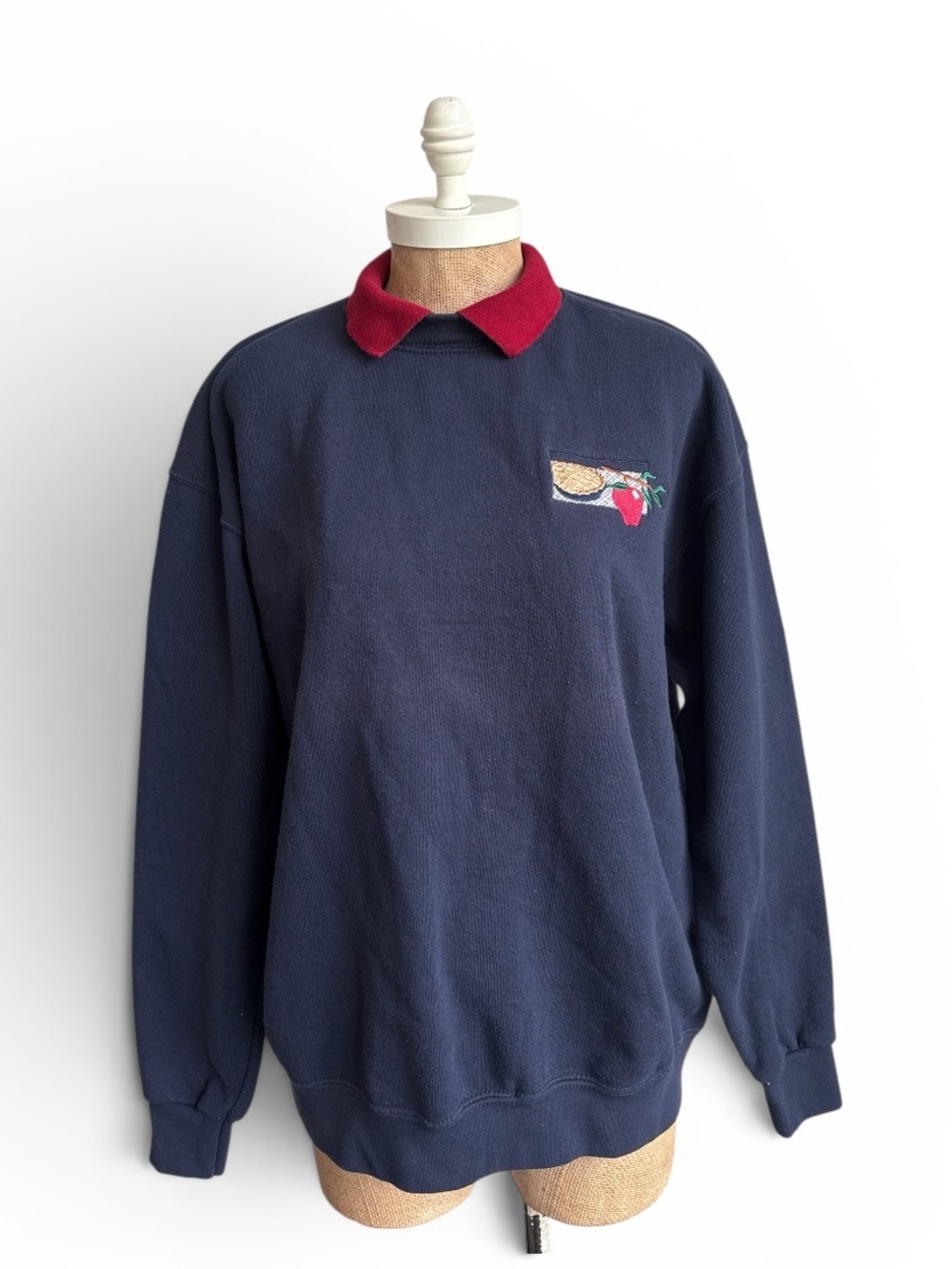 Vintage 90s Lee Heavyweight Crewneck Sweatshirt with Collar USA Made Large